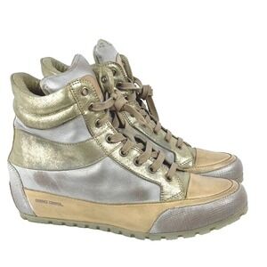 CANDICE‎ COOPER Italy Silver & Gold Hi Top Sneaker Sz 41 US 10.5